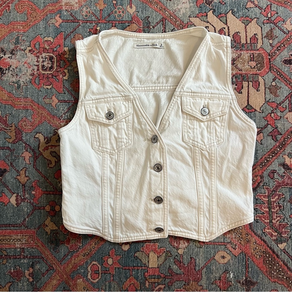 Abercrombie White Denim Vest